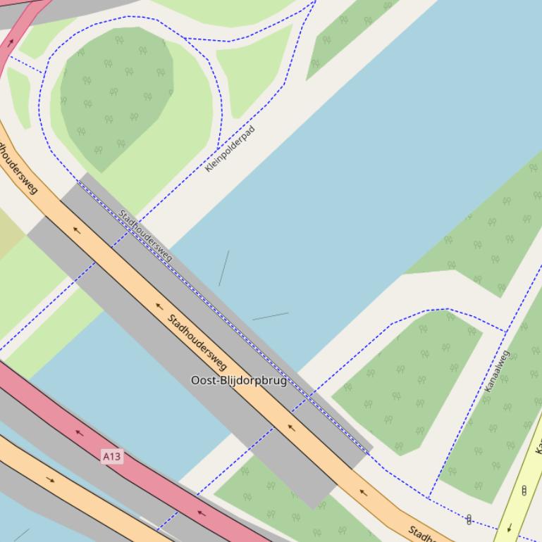 Kaart van de Oost-Blijdorpbrug.