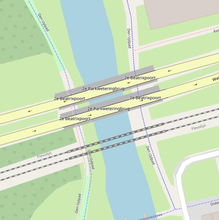 Kaart van de Parkweteringbrug.