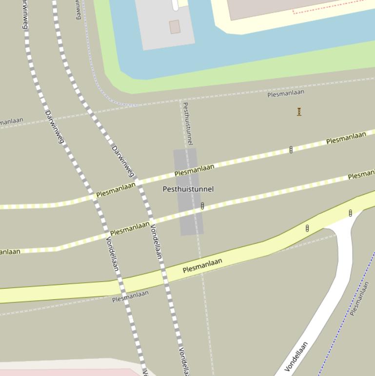 Kaart van de Pesthuistunnel.