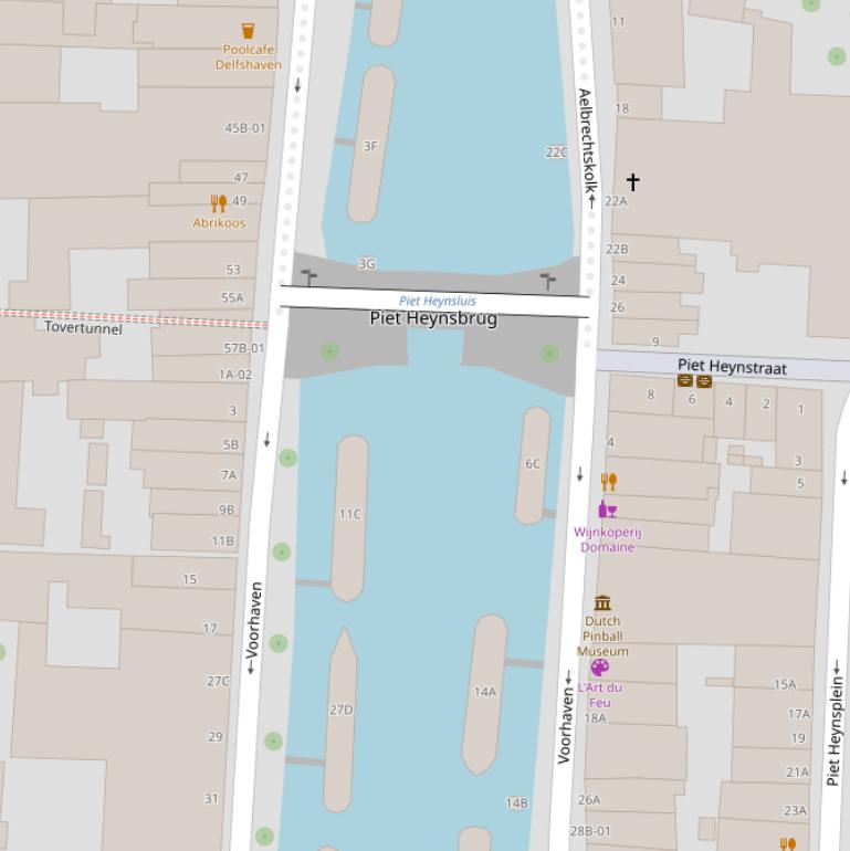 Kaart van de Piet Heynsluis.