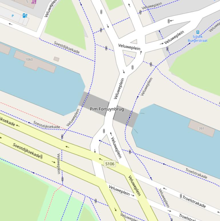 Kaart van de Pim Fortuynbrug.