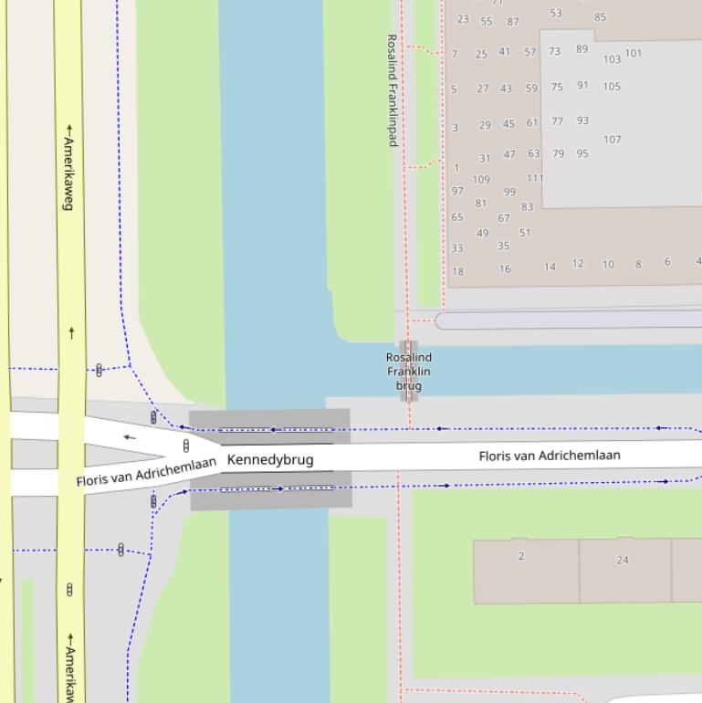 Kaart van de Rosalind Franklinbrug.