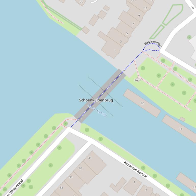 Kaart van de Schoenkuipenbrug.