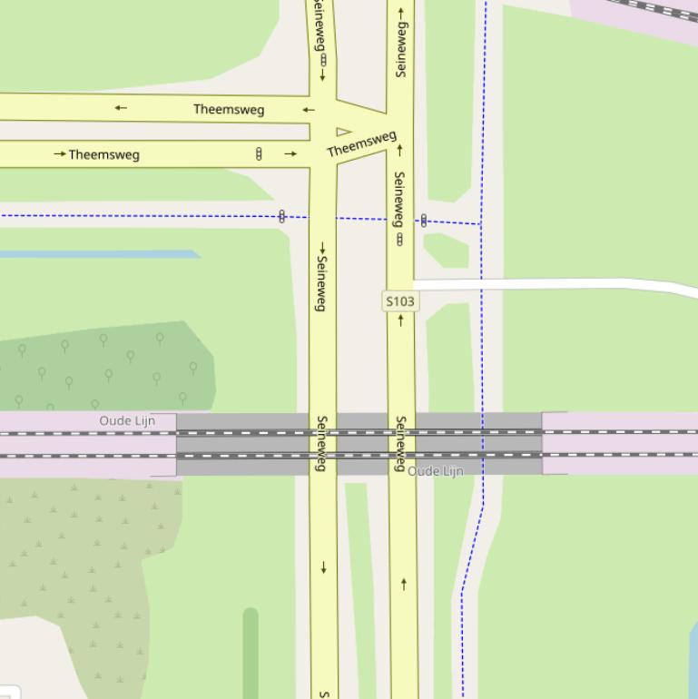 Kaart van  Seinewegspoorbrug Zuid.