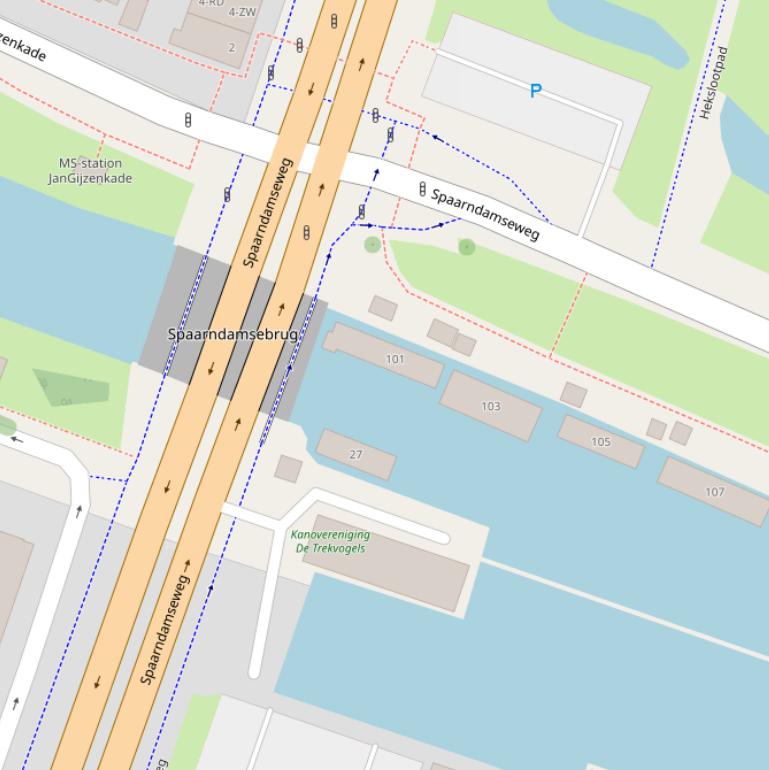 Kaart van de Spaarndamsebrug.