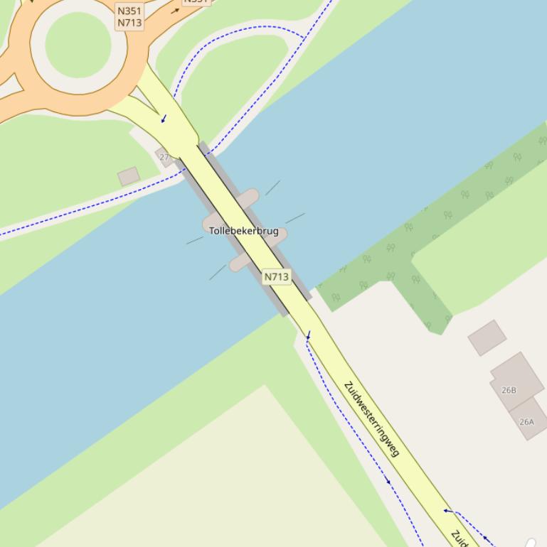 Kaart van de Tollebekerbrug.