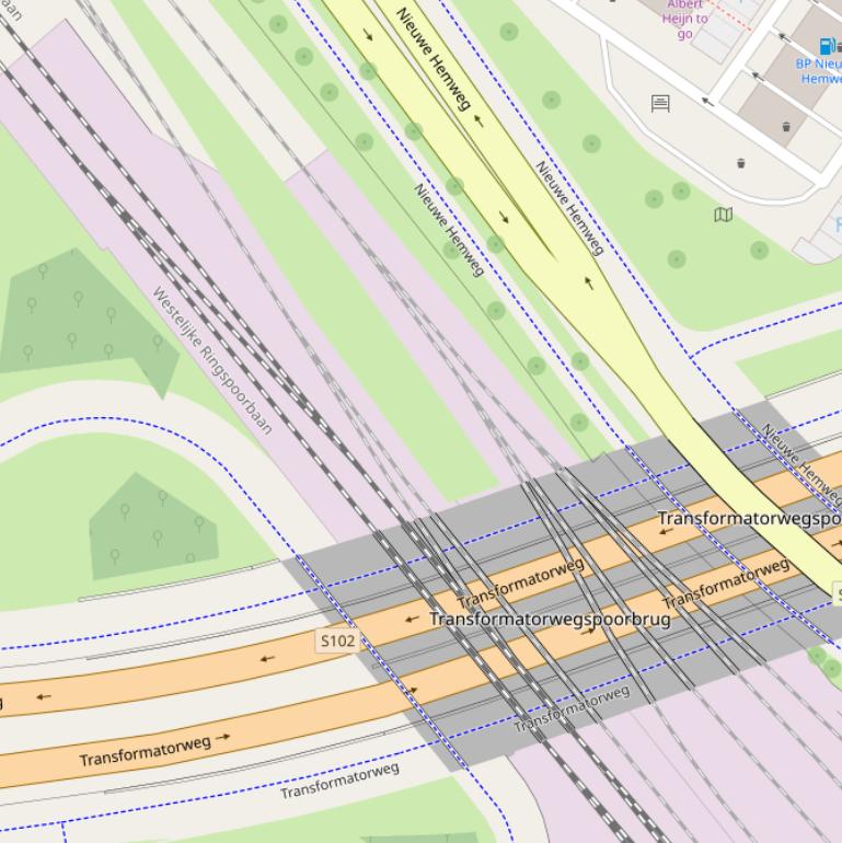 Kaart van de Transformatorwegspoorbrug.