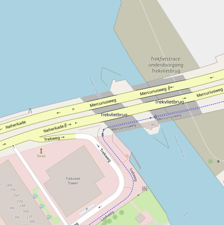Kaart van de Trekvlietbrug.
