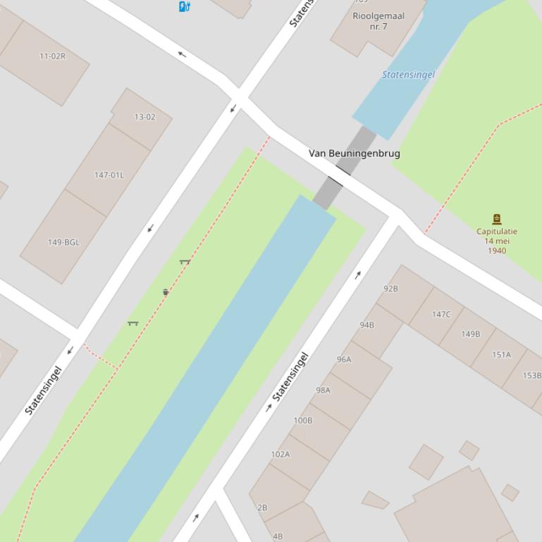 Kaart van de Van Beuningenbrug.