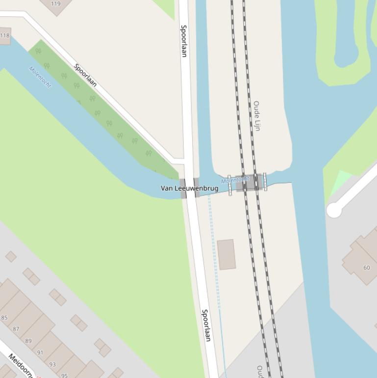 Kaart van de Van Leeuwenbrug.