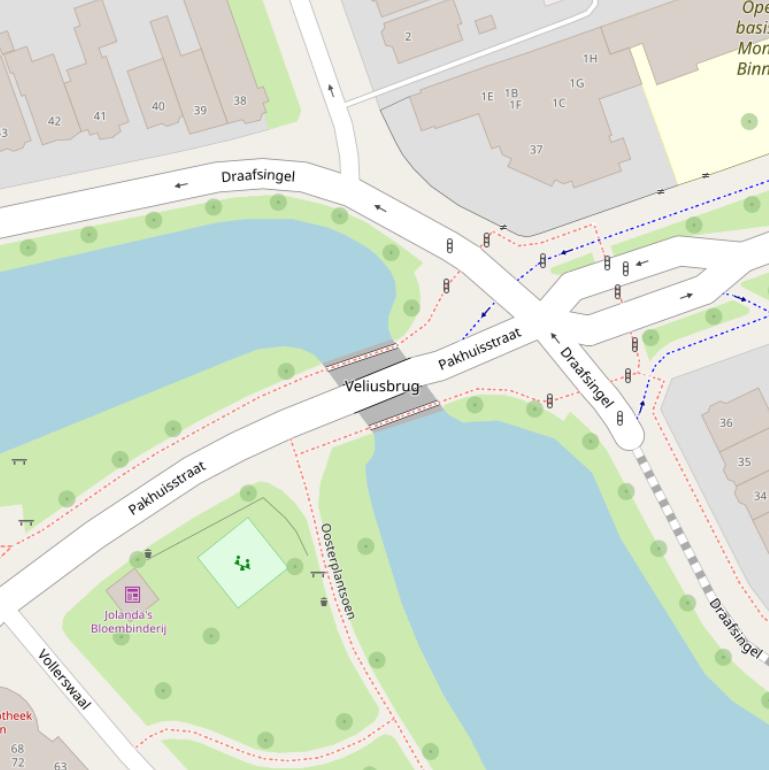 Kaart van de Veliusbrug.