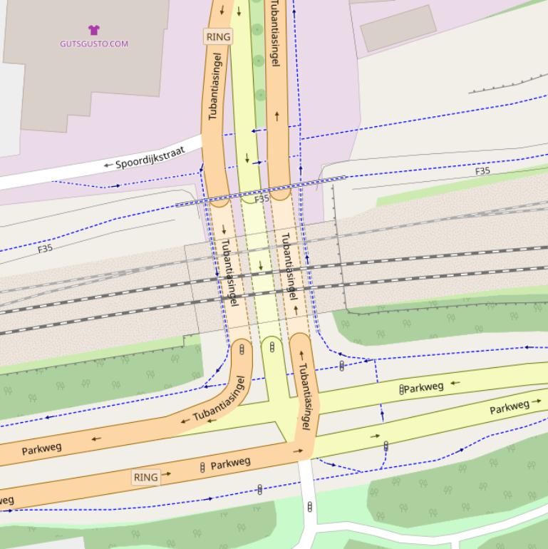 Kaart van de Volksparktunnel.