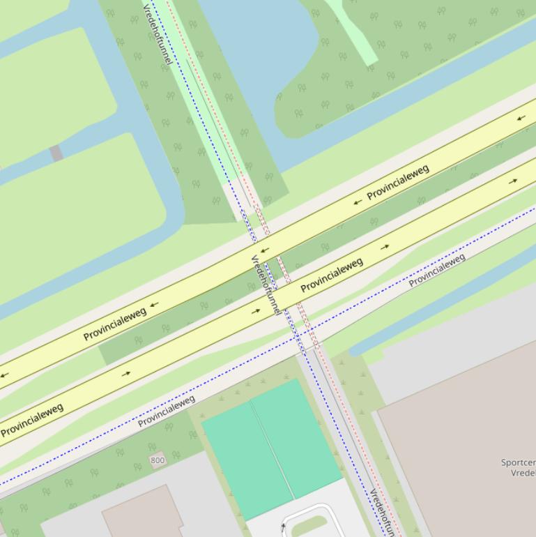 Kaart van de Vredehoftunnel.