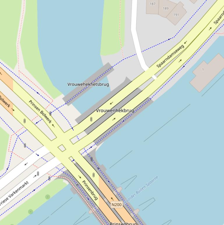 Kaart van de Vrouwehekbrug.