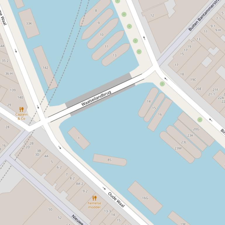 Kaart van de Waalseilandbrug.