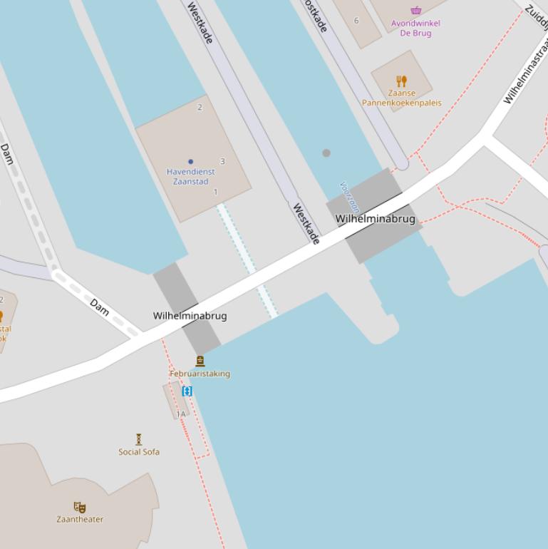 Kaart van de Wilhelminabrug.