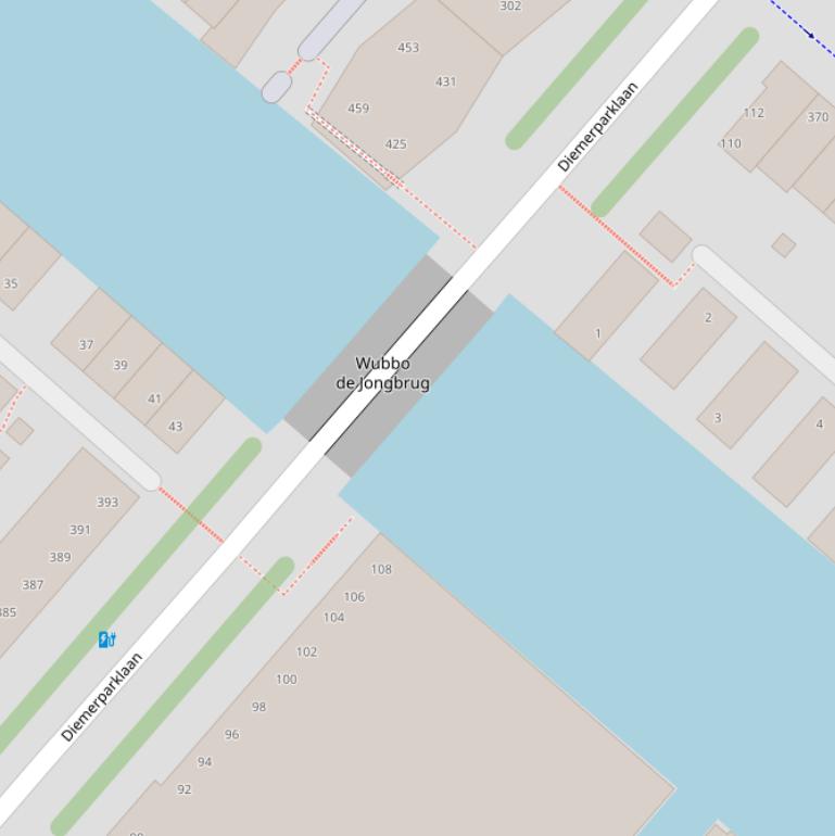 Kaart van  Wubbo de Jongbrug.