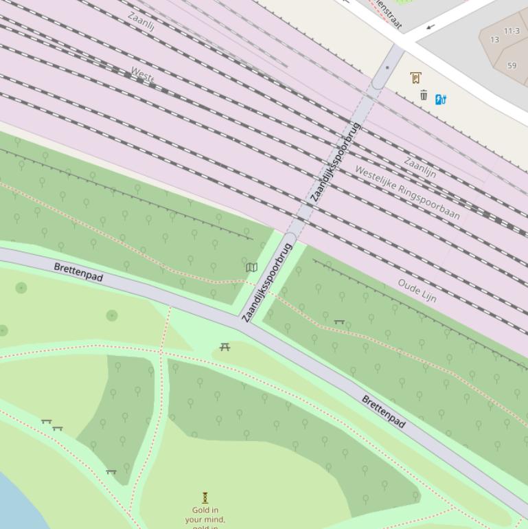 Kaart van de Zaandijkspoorbrug.