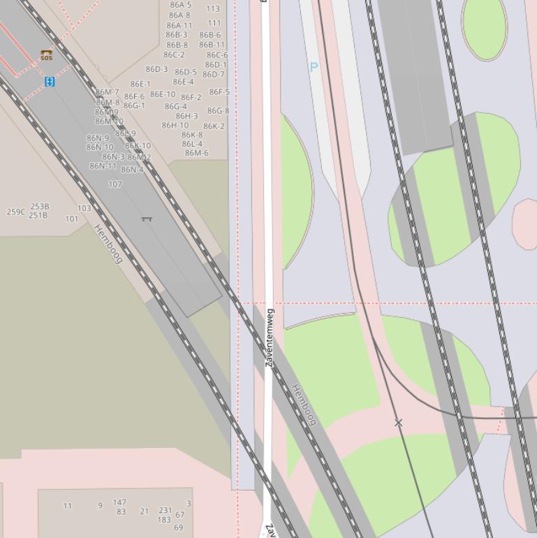 Kaart van de Zaventemspoorbrug.