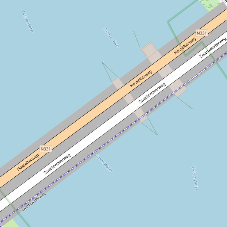 Kaart van de Zwartewaterbrug.