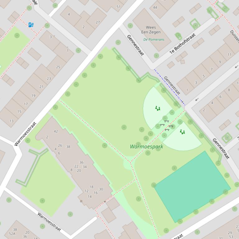 Kaart van het Warmoespark.