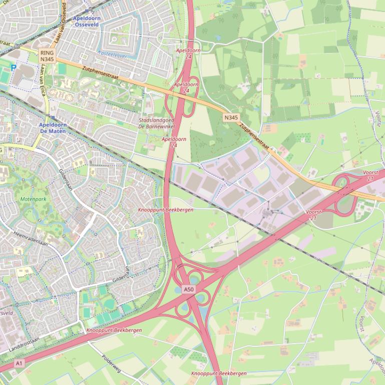 Kaart van  Spoorweg Apeldoorn-Zutphen.