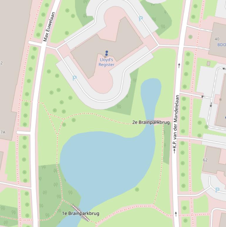 Kaart van  Brainpark Rotterdam Kralingen.