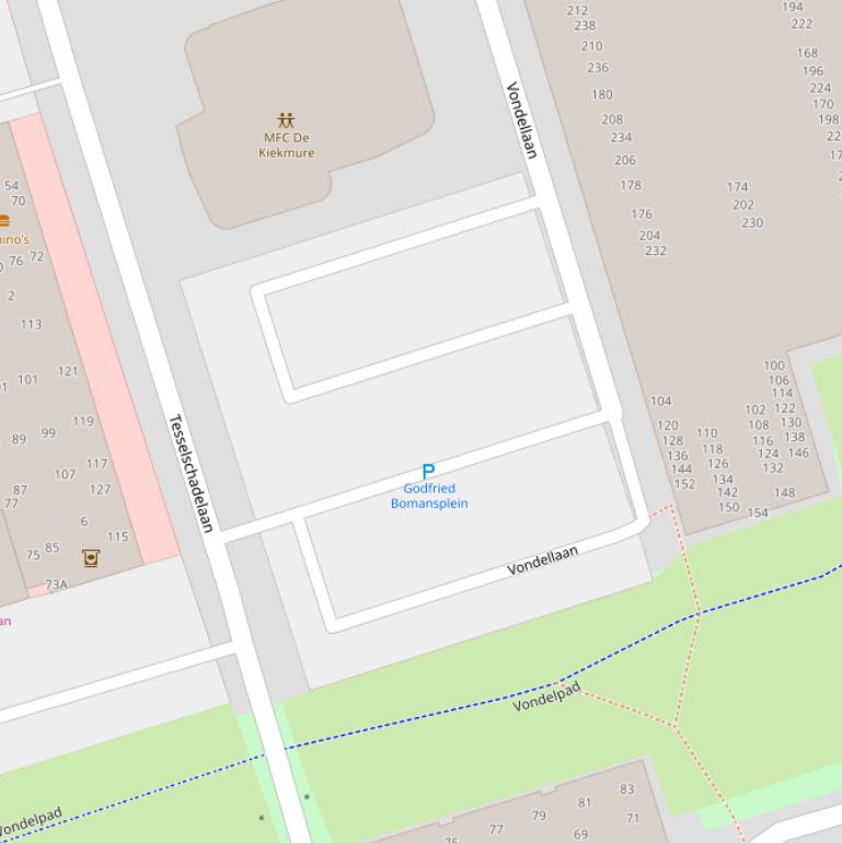 Kaart van het Godfried Bomansplein.