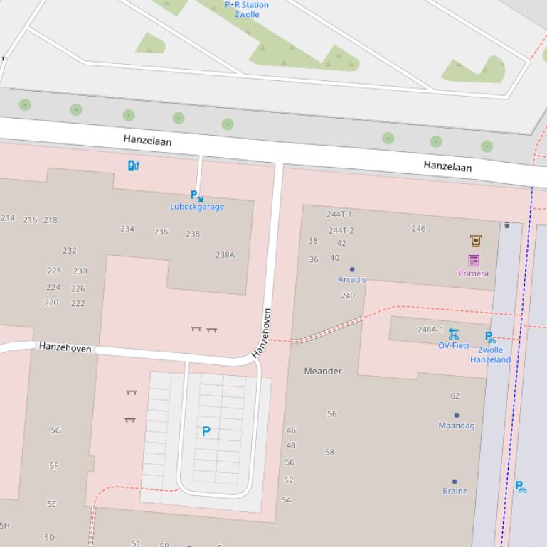 Kaart van  Parkeerterrein Hanzehoven.