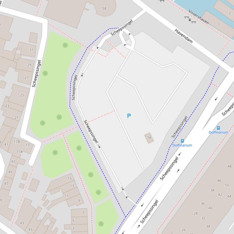 Kaart van de Parkeerterrein Scheepssingel.