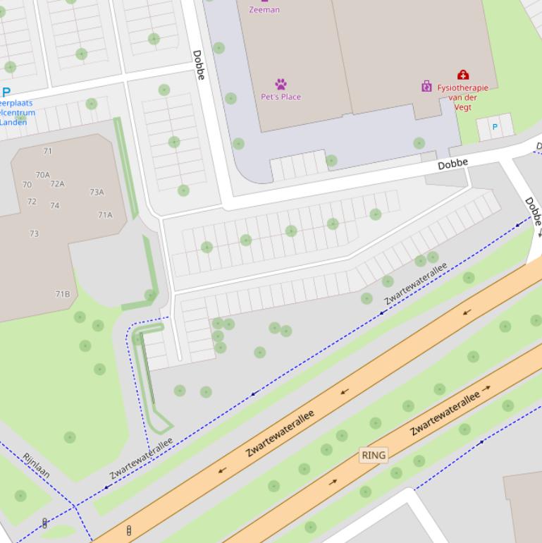 Kaart van  Parkeerterrein winkelcentrum Aa-landen.