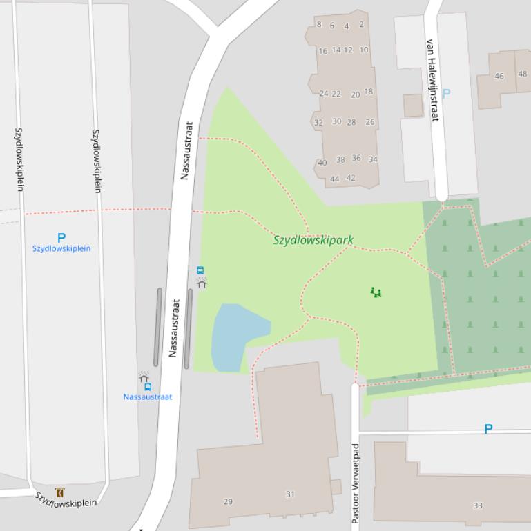 Kaart van het Szydlowskipark.