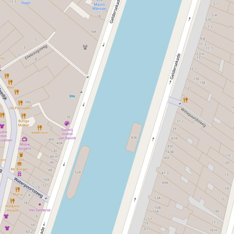 Kaart van de Geldersekade.