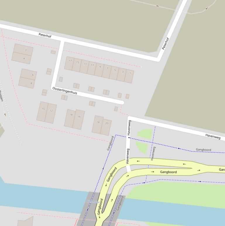 Kaart van de Havenweg.