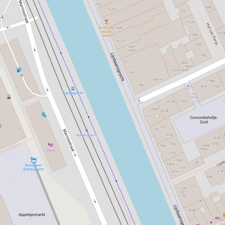 Kaart van de Lijnbaansgracht.