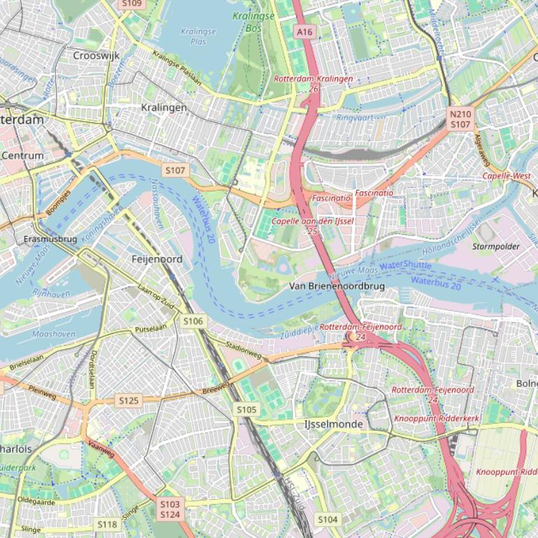 Kaart van  Nieuwe Maas.