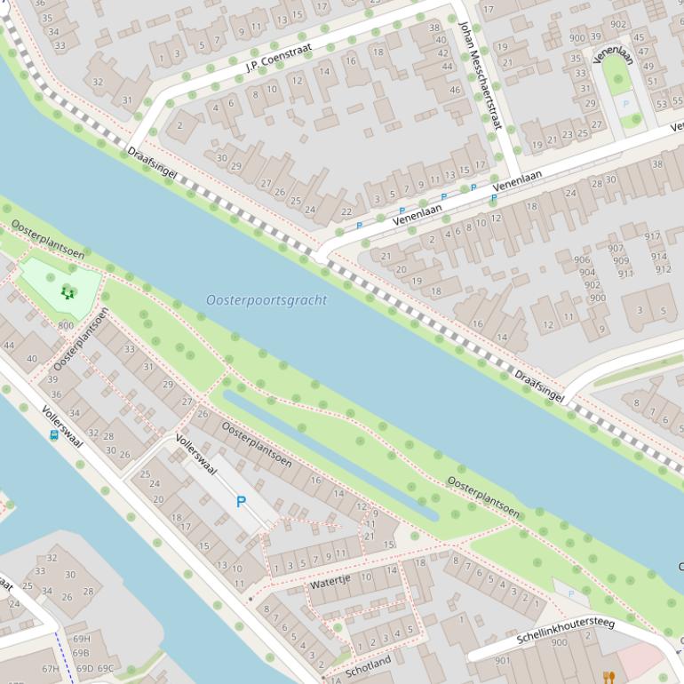 Kaart van de Oosterpoortgracht.