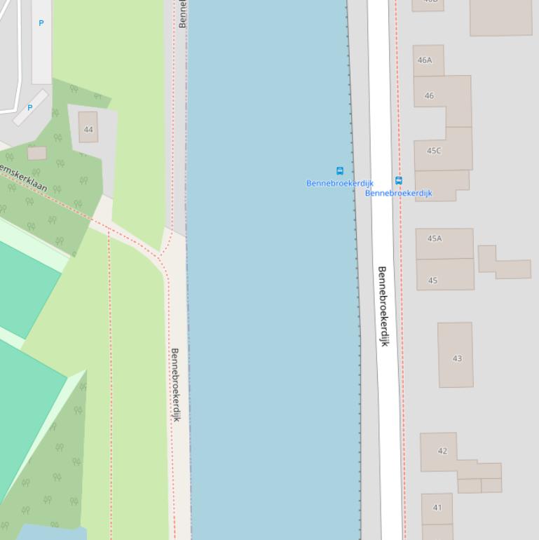 Kaart van de Ringvaart-Bennebroekerdijk.