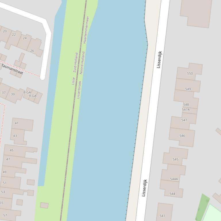 Kaart van de Ringvaart-Lisserdijk.