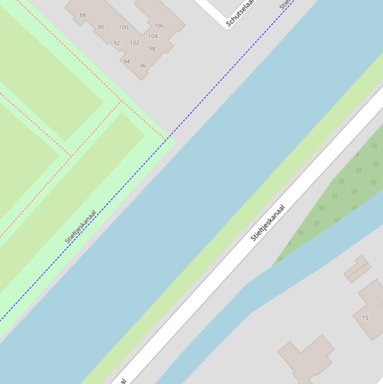 Kaart van  Stieltjeskanaal.