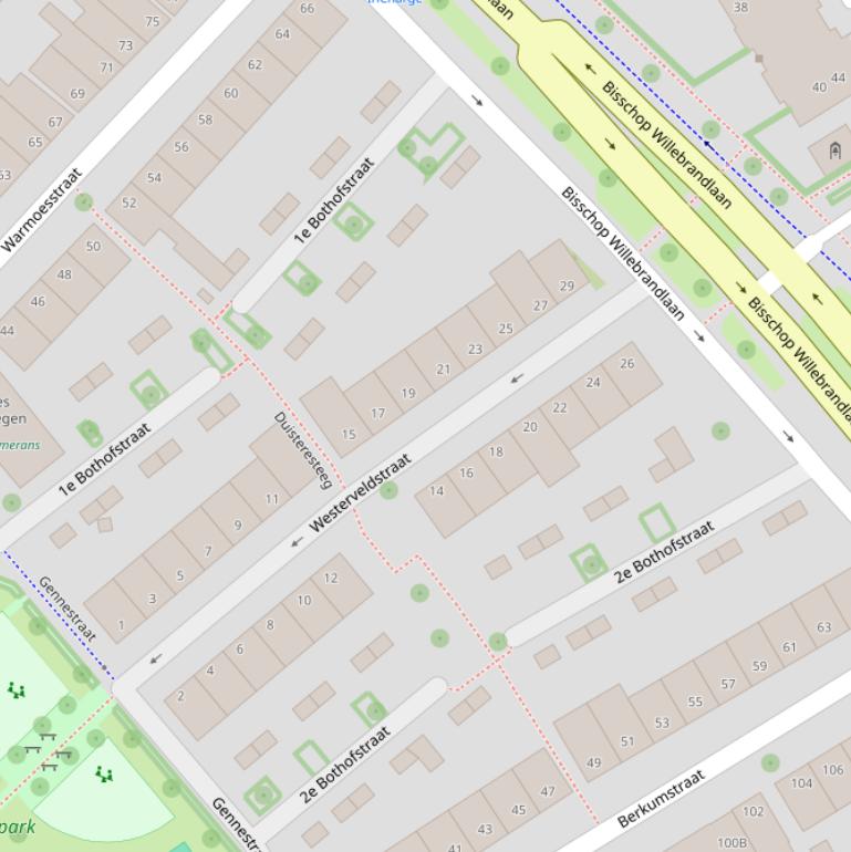 Kaart van de 1e Bothofstraat.