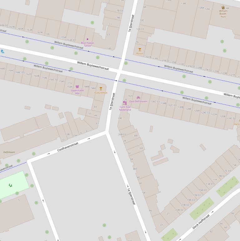 Kaart van de 1e IJzerstraat.