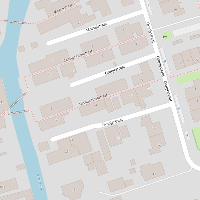 Kaart van de 1e Lage Hoekstraat.