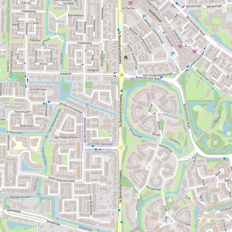 Kaart van de 2e Barendrechtseweg.