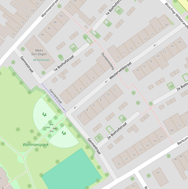 Kaart van de 2e Bothofstraat.