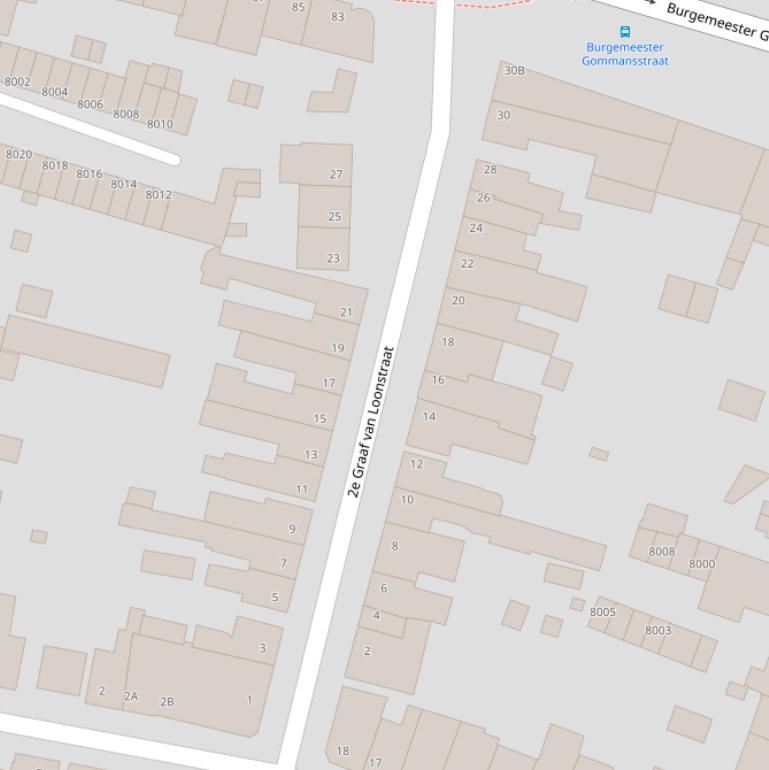 Kaart van de 2e Graaf van Loonstraat.