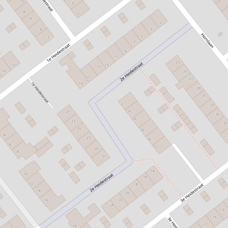 Kaart van de 2e Heidestraat.