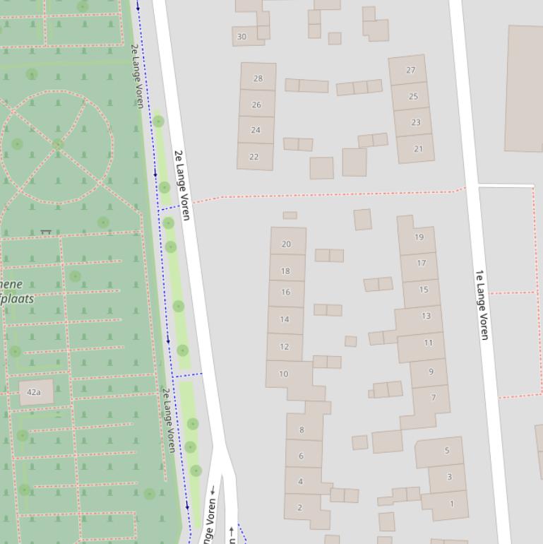 Kaart van  2e Lange Voren.