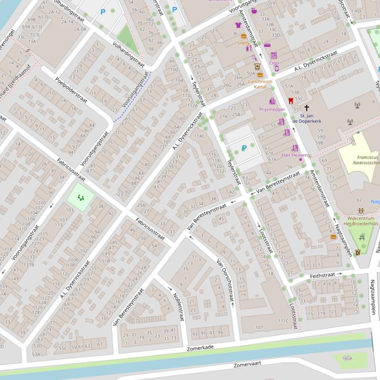 Kaart van de A.L. Dyserinckstraat.