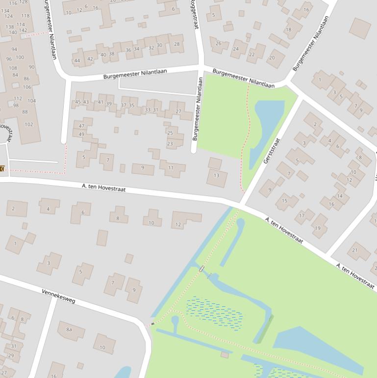 Kaart van  A. ten Hovestraat.